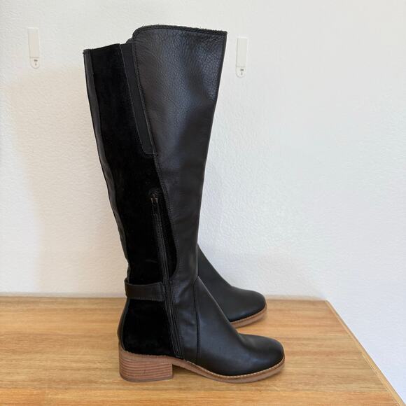 Lucky Brand LK-Timinii Black Leather Suede Tall Riding Boots Women's Size 6.5 - Picture 10 of 13